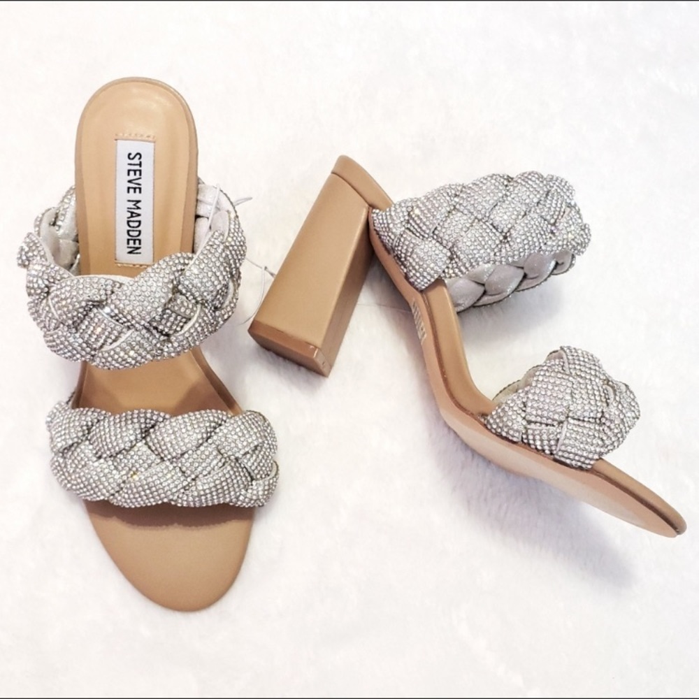 Steve Madden Rhinestone Braided Block Sandals - Picture 3 of 15